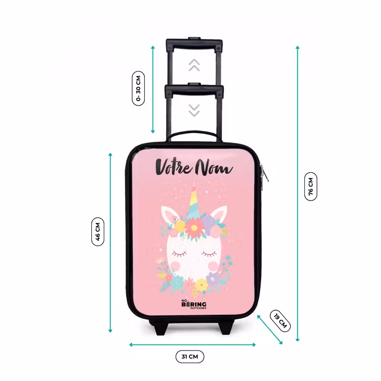 Valise enfant avec nom - Licorne - Fleurs - Rose — 7