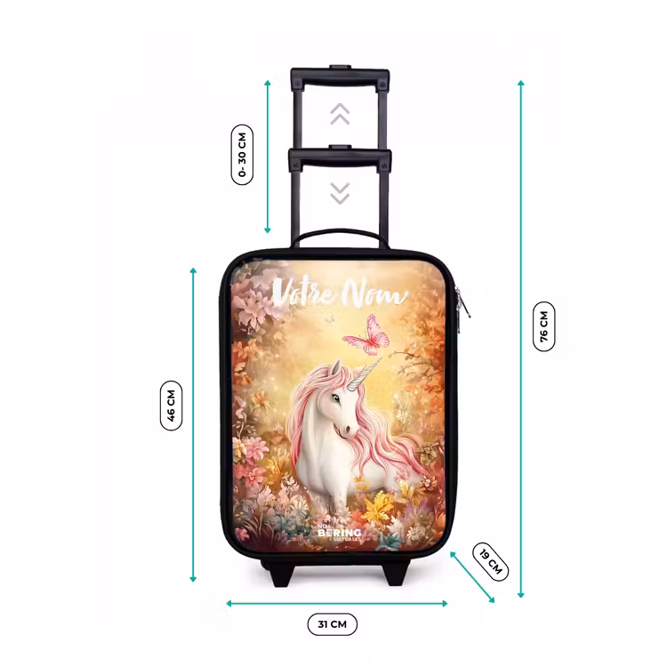Valise enfant avec nom - Licorne - Papillon - Rose - Crinière — 7