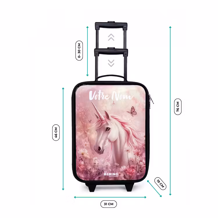 Valise enfant avec nom - Licorne - Rose - Papillon - Fleurs — 7
