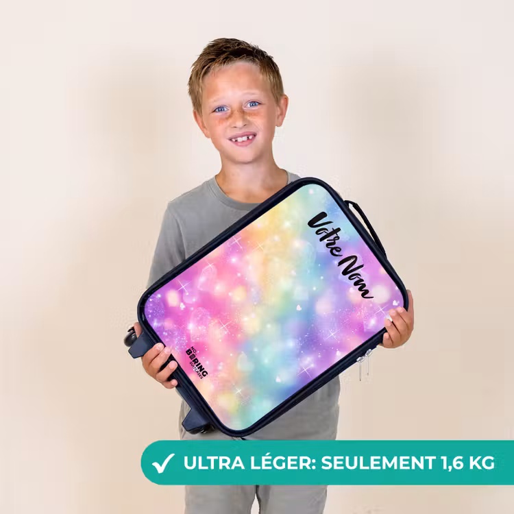 Valise enfant avec nom - Lumière - Arc-en-ciel - Coeurs — 2