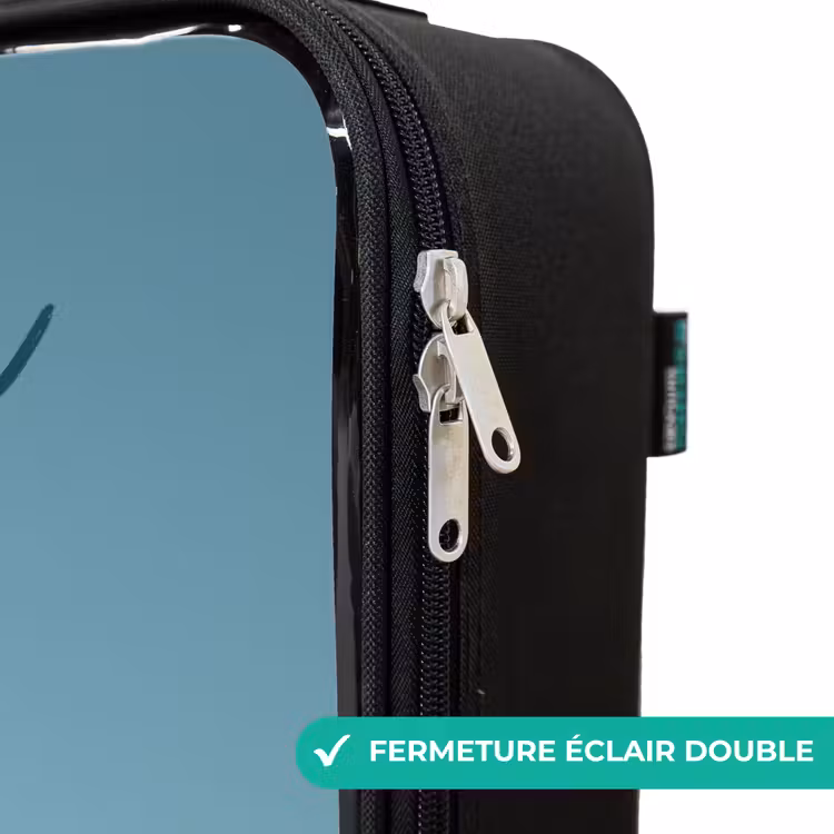 Valise enfant avec nom - Monstre bleu en peluche avec des cornes — 6