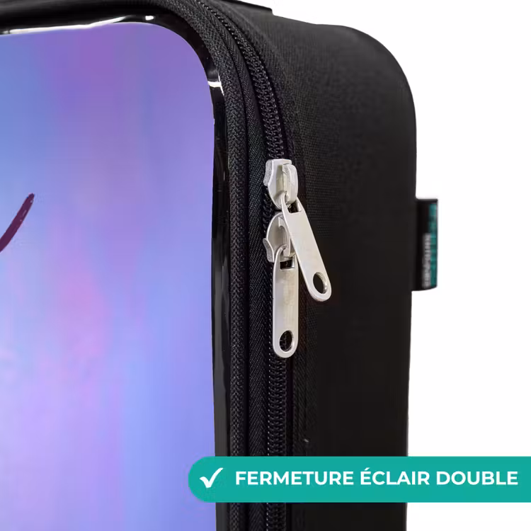 Valise enfant avec nom - Monstre rose à fourrure avec de grands yeux — 6