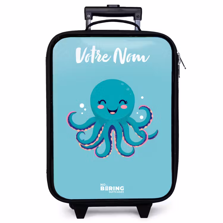 Valise enfant avec nom - Pieuvre - Eau - Bleu — 1