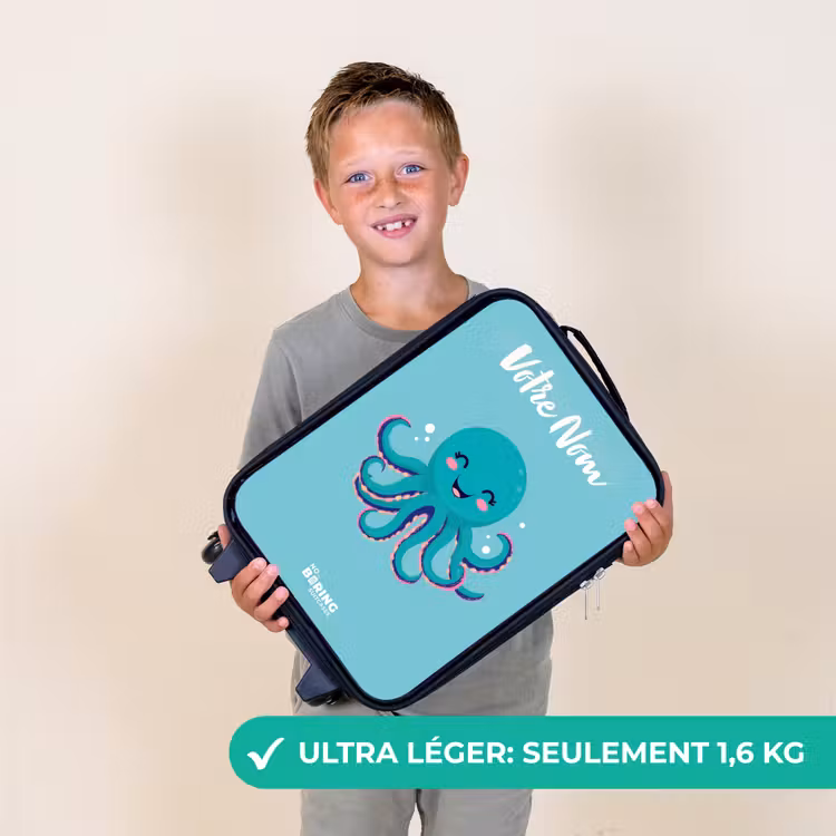 Valise enfant avec nom - Pieuvre - Eau - Bleu — 2