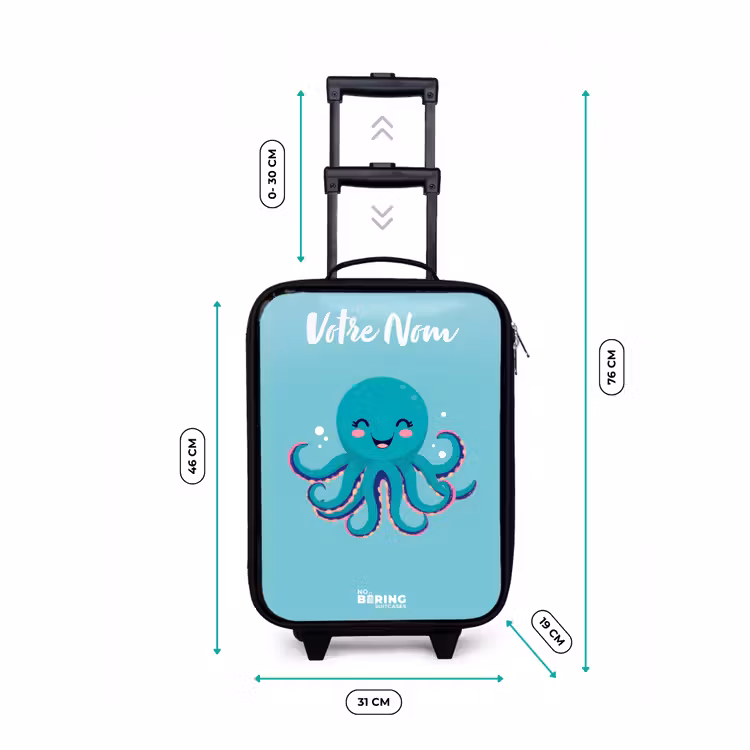 Valise enfant avec nom - Pieuvre - Eau - Bleu — 7