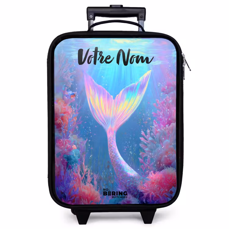 Valise enfant avec nom - Sirène - Corail - Eau — 1