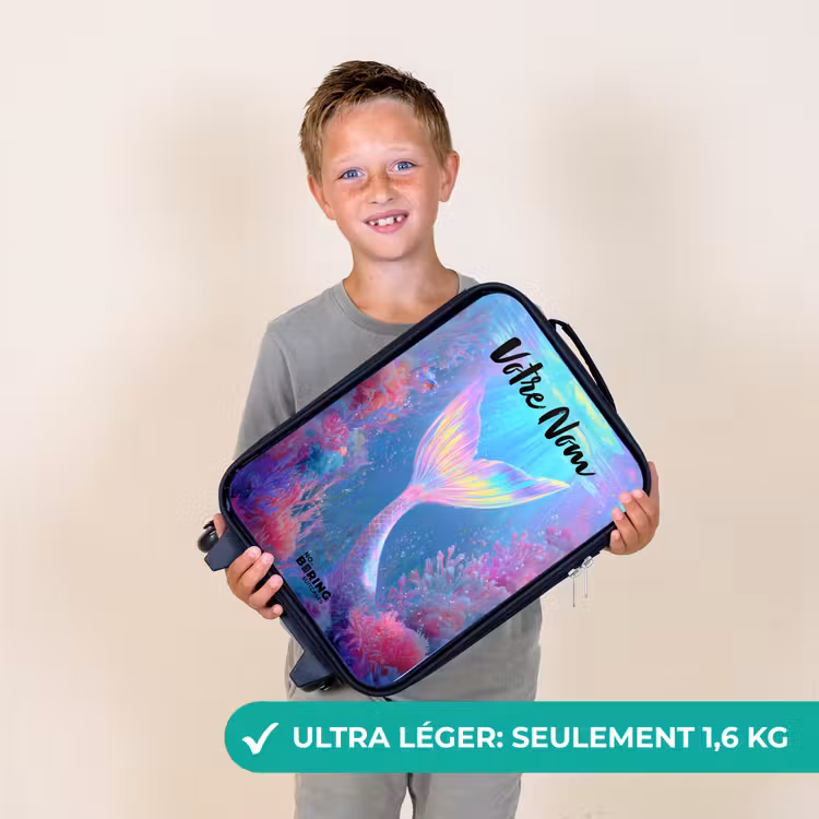 Valise enfant avec nom - Sirène - Corail - Eau — 2