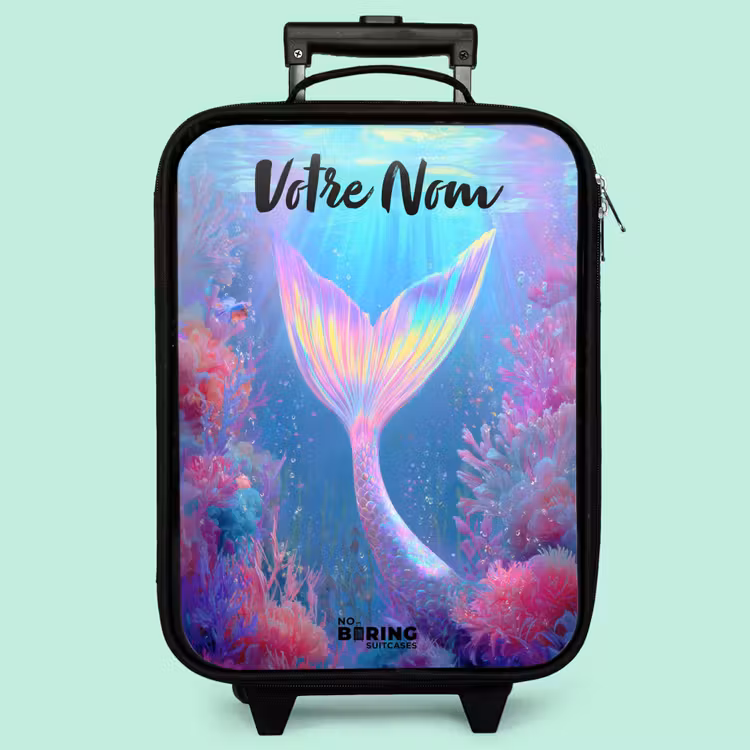 Valise enfant avec nom - Sirène - Corail - Eau — 3