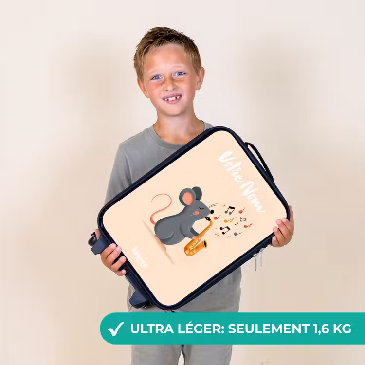 Valise enfant avec nom - Souris - Saxophone - Musique — 2
