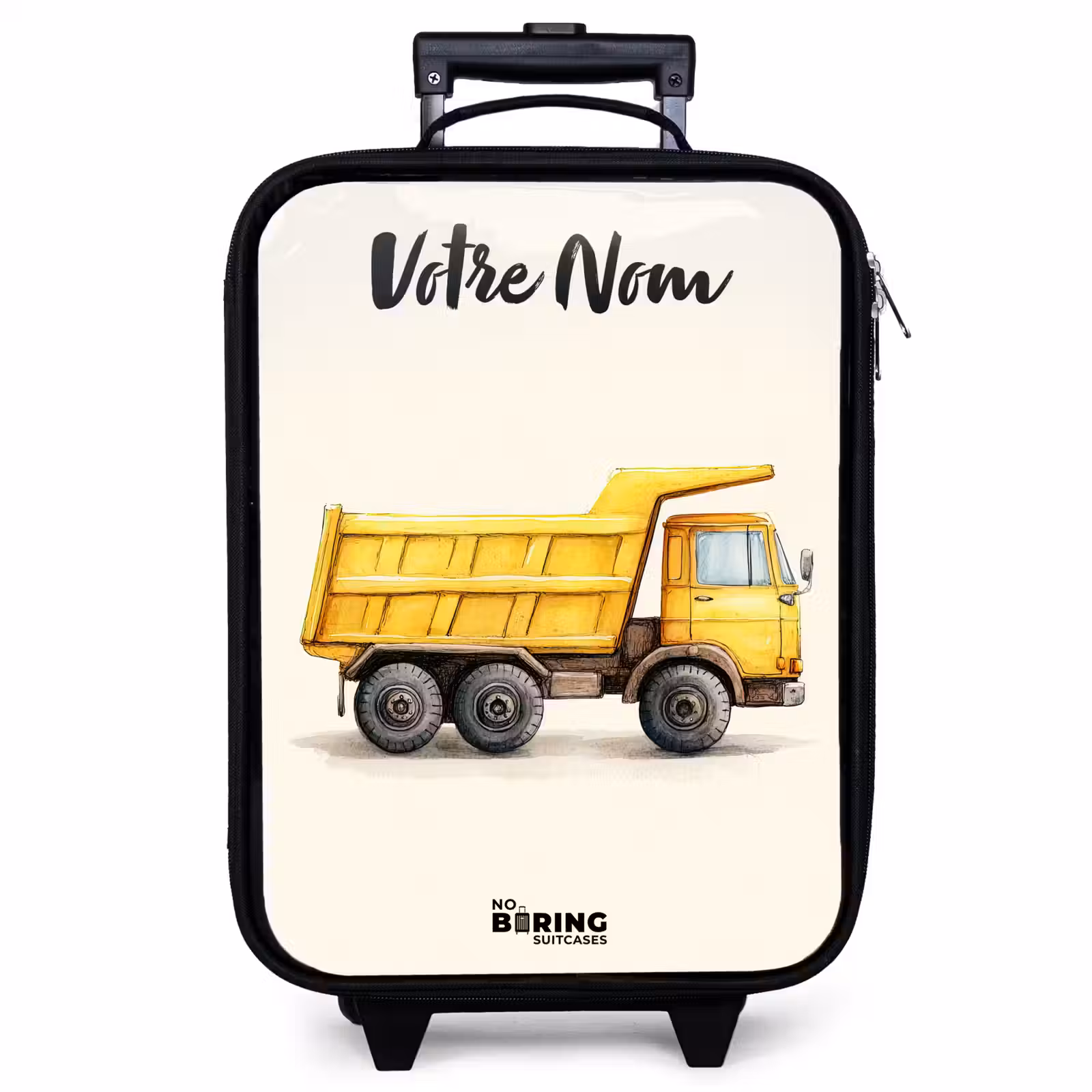 Valise enfant avec nom - Camion-benne - Signé - Jaune — 1