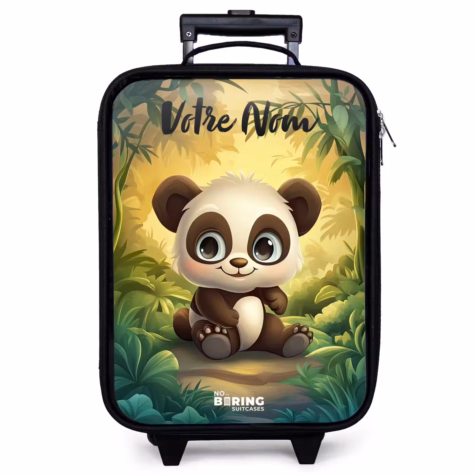 Valise enfant avec nom - Panda - Forêt de bambous - Vert — 1
