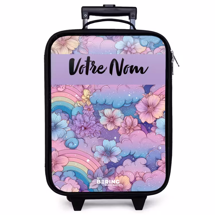 Valise enfant avec nom - Arcs-en-ciel - Fleurs - Couleurs — 1