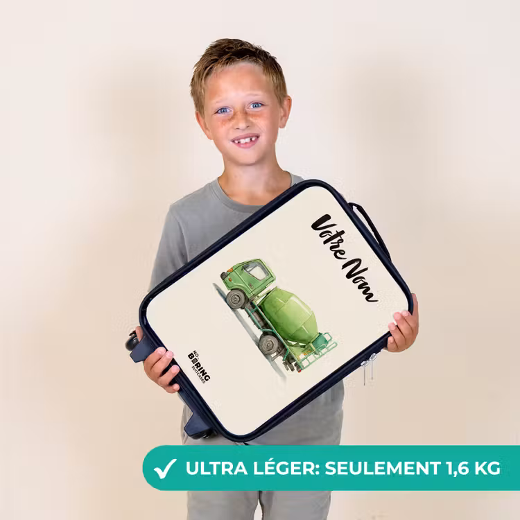 Valise enfant avec nom - Bétonnière - Signée - Verte — 2