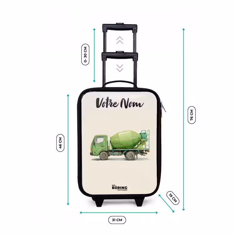 Valise enfant avec nom - Bétonnière - Signée - Verte — 7