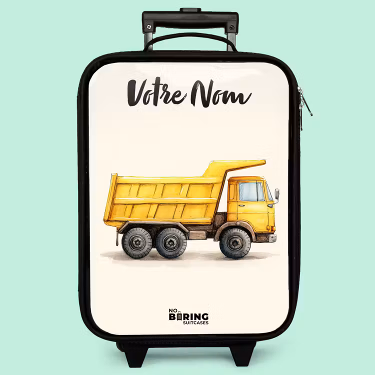 Valise enfant avec nom - Camion-benne - Signé - Jaune — 3