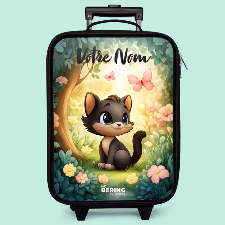 Valise enfant avec nom - Chat - Papillon - Fleurs — 3
