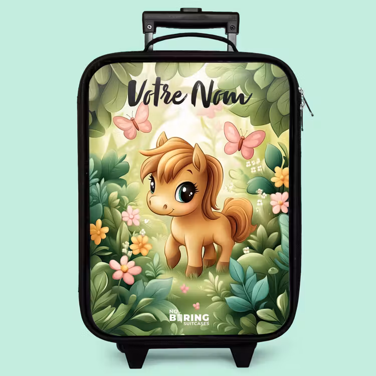 Valise enfant avec nom - Cheval - Fleurs - Papillons — 3