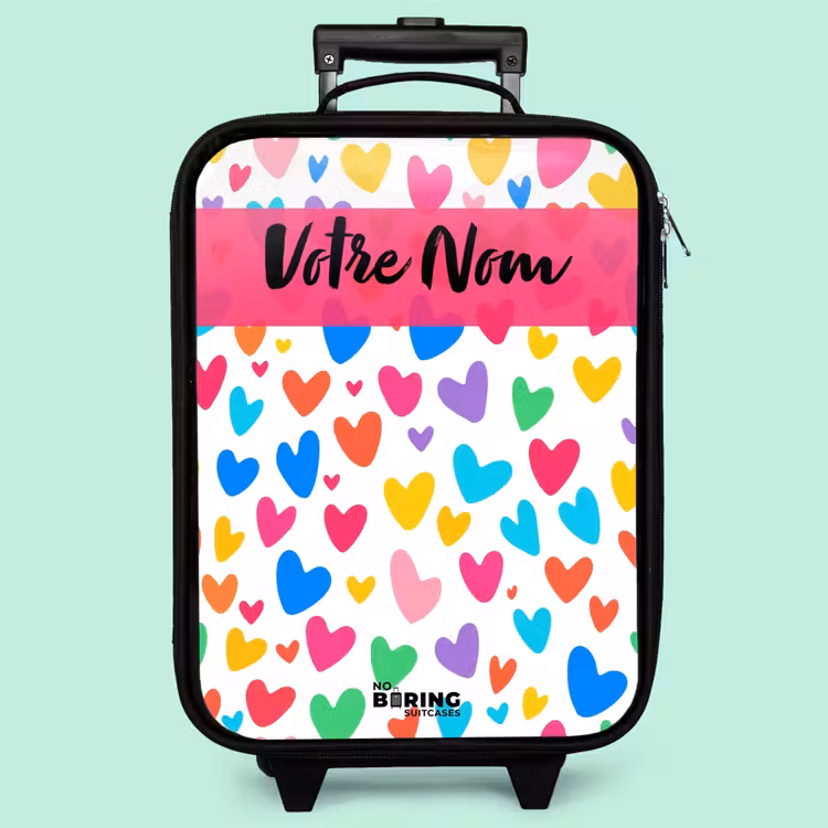 Valise enfant avec nom - Coeurs - Coloré - Motif — 3