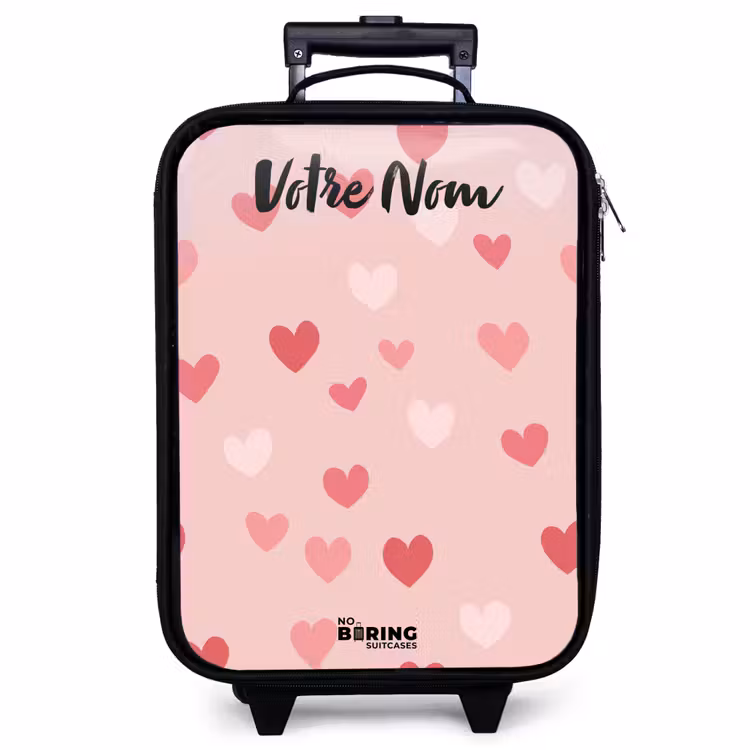 Valise enfant avec nom - Coeurs - Motif - Rose — 1