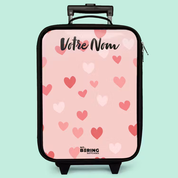 Valise enfant avec nom - Coeurs - Motif - Rose — 3