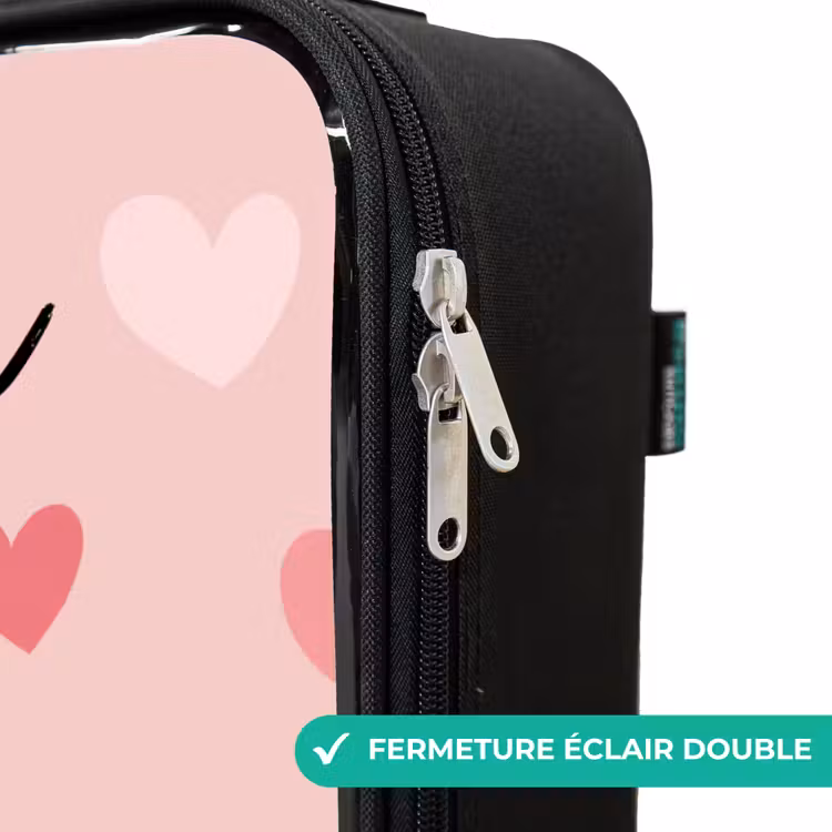 Valise enfant avec nom - Coeurs - Motif - Rose — 6