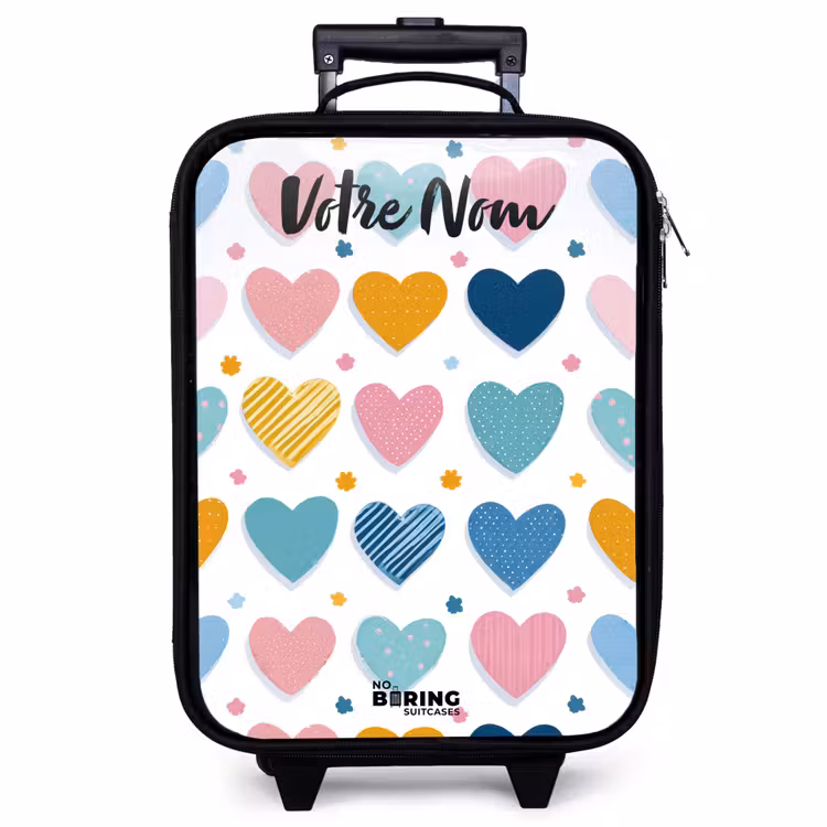 Valise enfant avec nom - Coeurs - Pastel - Motif — 1