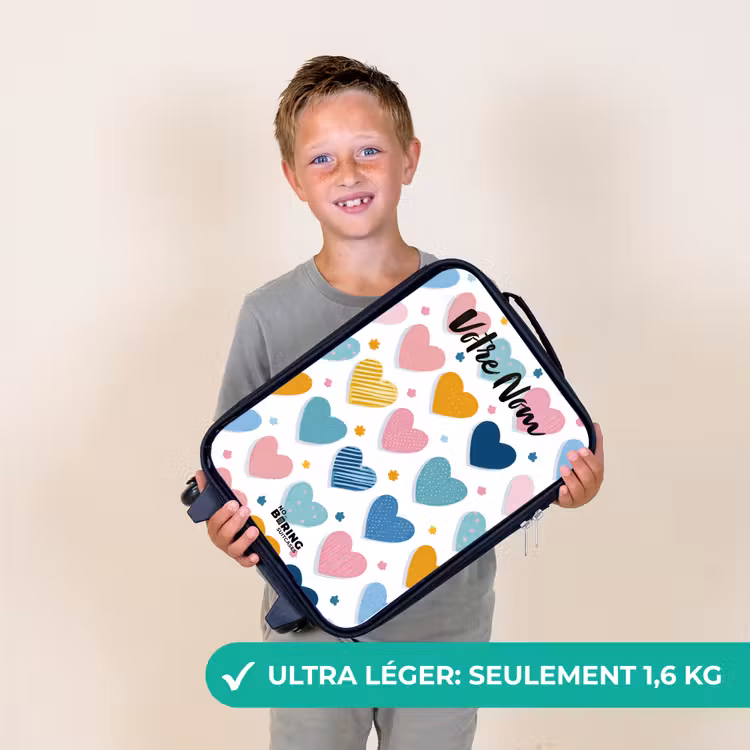 Valise enfant avec nom - Coeurs - Pastel - Motif — 2