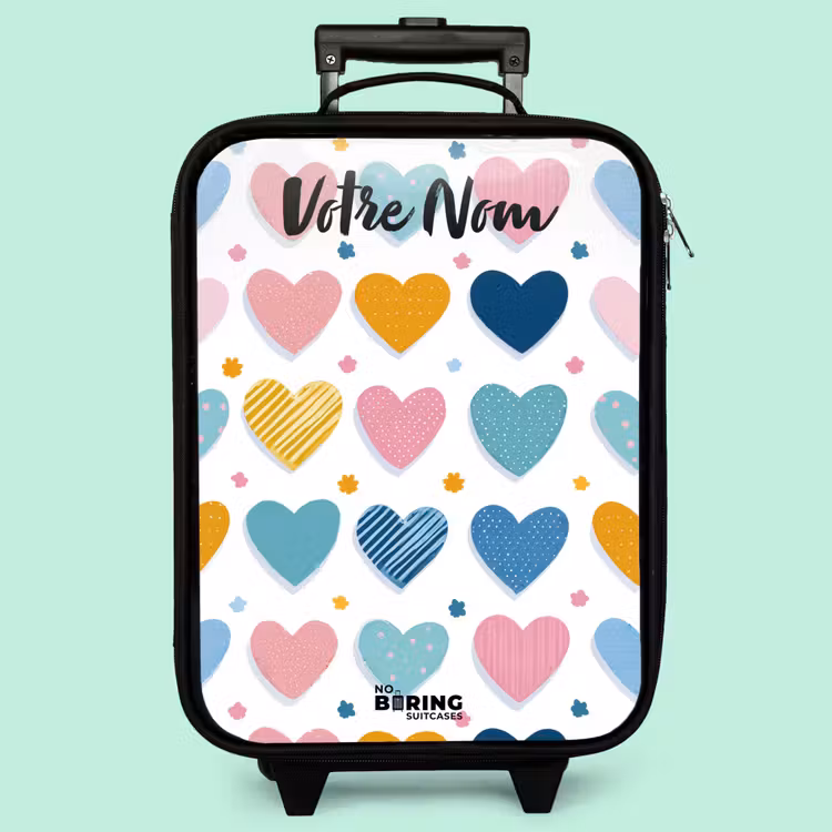 Valise enfant avec nom - Coeurs - Pastel - Motif — 3