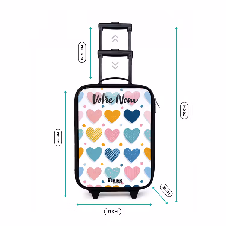 Valise enfant avec nom - Coeurs - Pastel - Motif — 7