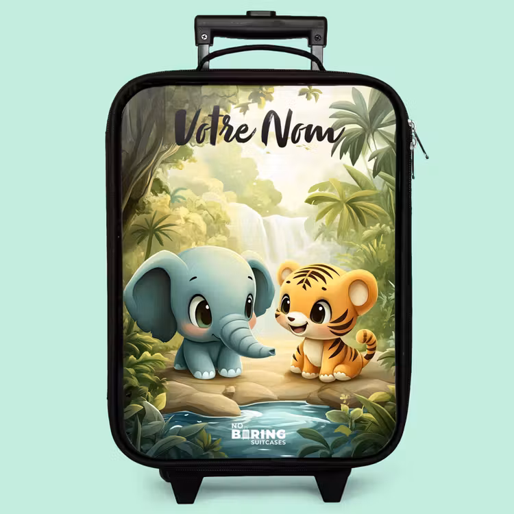 Valise enfant avec nom - Éléphant - Tigre - Forêt - Jungle — 3