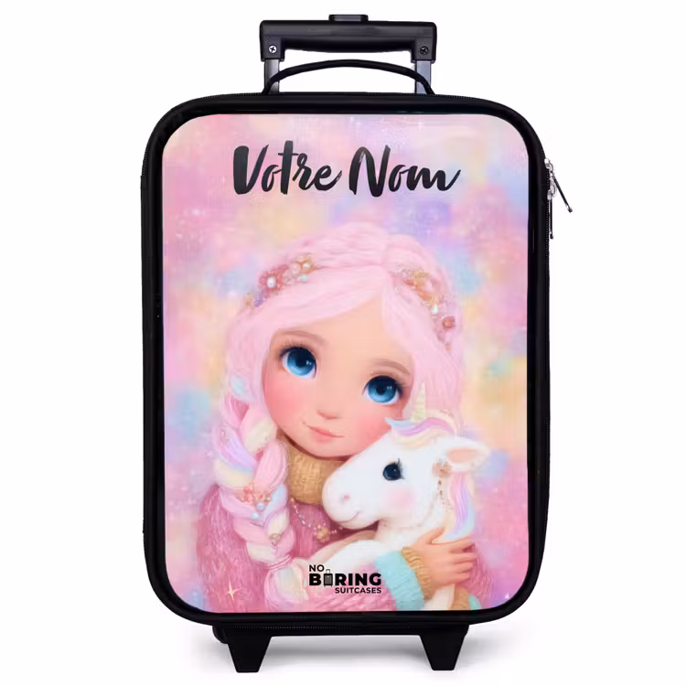 Valise enfant avec nom - Fille - Licorne - Rose — 1