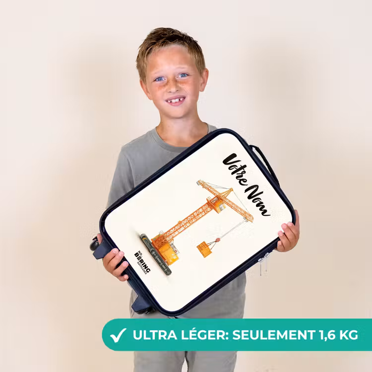 Valise enfant avec nom - Grue à tour - Signée - Orange — 2