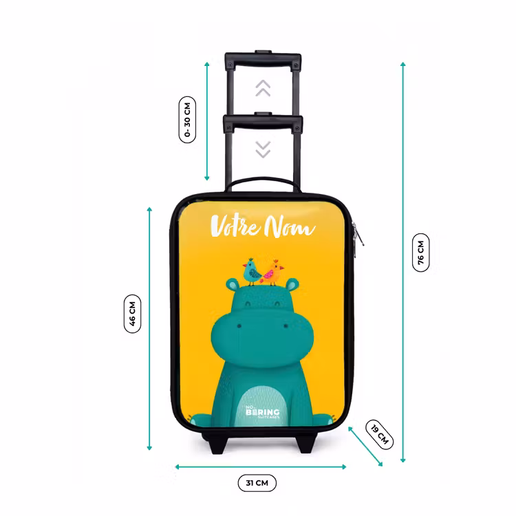 Valise enfant avec nom - Hippo - Oiseaux - Jaune — 7