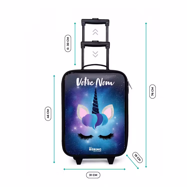 Valise enfant avec nom - Licorne - Étoiles - Bleu — 7