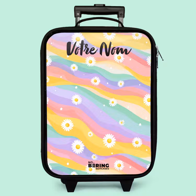 Valise enfant avec nom - Marguerites - Colorées - Pastel — 3