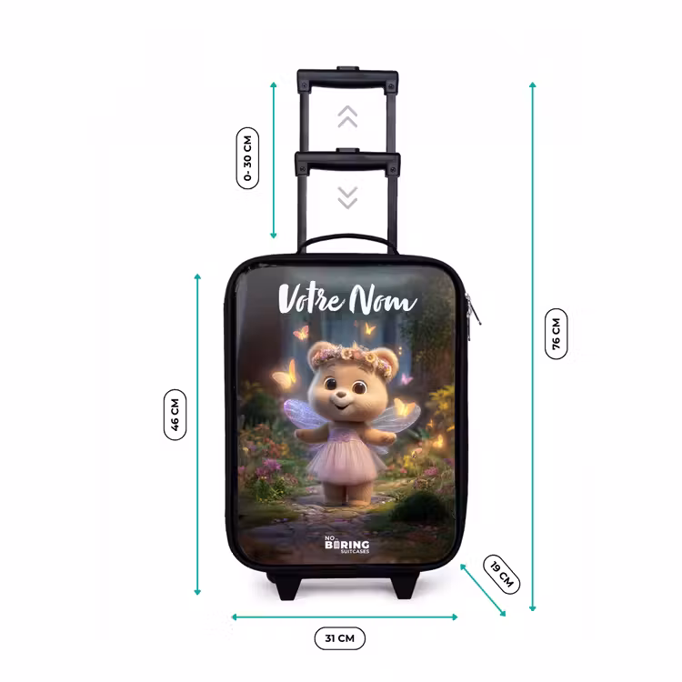 Valise enfant avec nom - Ours - Papillons - Forêt - Fée — 7