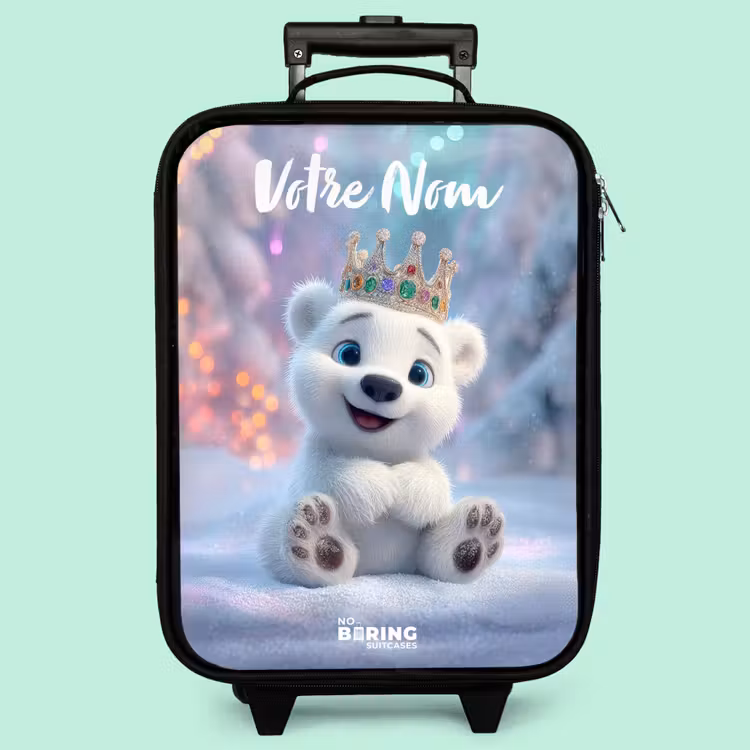 Valise enfant avec nom - Ours polaire - Couronne - Hiver — 3