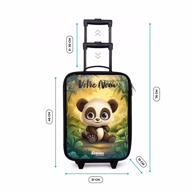 Valise enfant avec nom - Panda - Forêt de bambous - Vert — 7