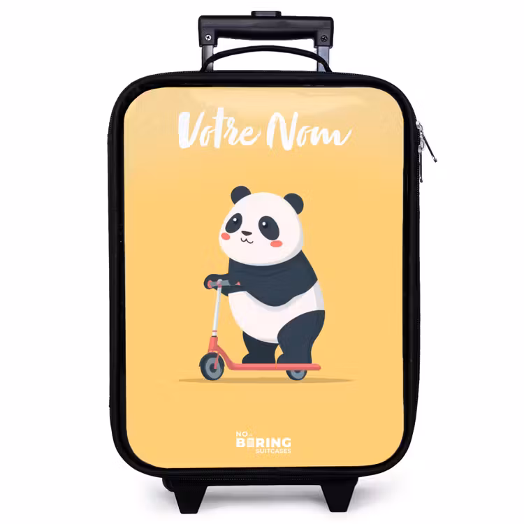 Valise enfant avec nom - Panda - Marchepied - Jaune — 1