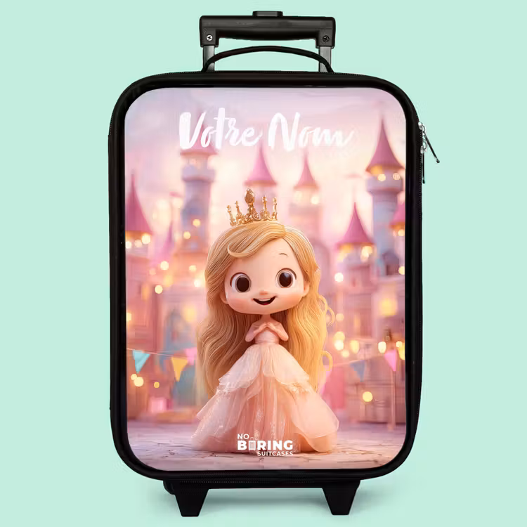 Valise enfant avec nom - Princesse - Rose - Château — 3