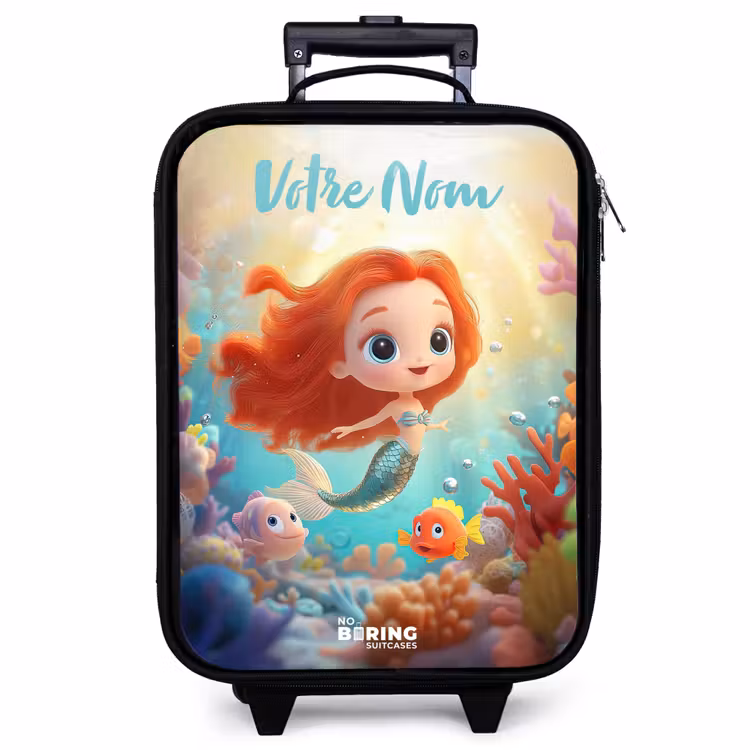 Valise enfant avec nom - Sirène - Poisson - Corail — 1