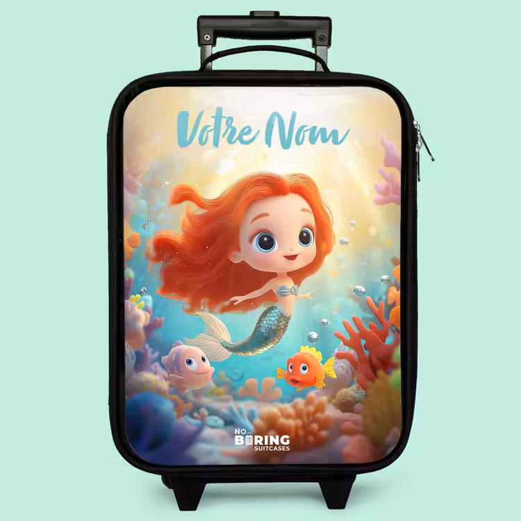 Valise enfant avec nom - Sirène - Poisson - Corail — 3