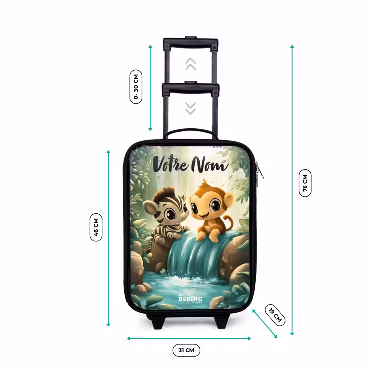 Valise enfant avec nom - Zèbre - Singe - Cascade - Rochers — 7