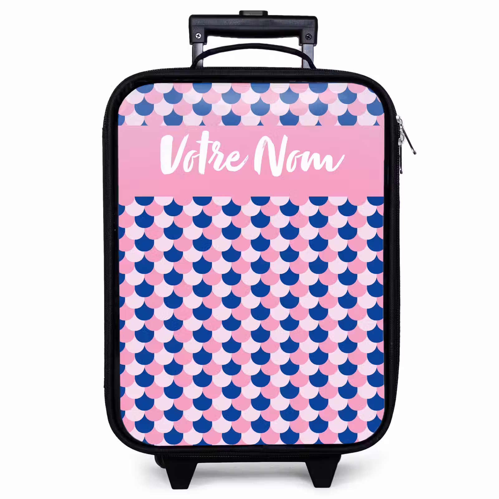 Valise enfant avec nom - Écailles - Motif - Bleu - Rose — 1