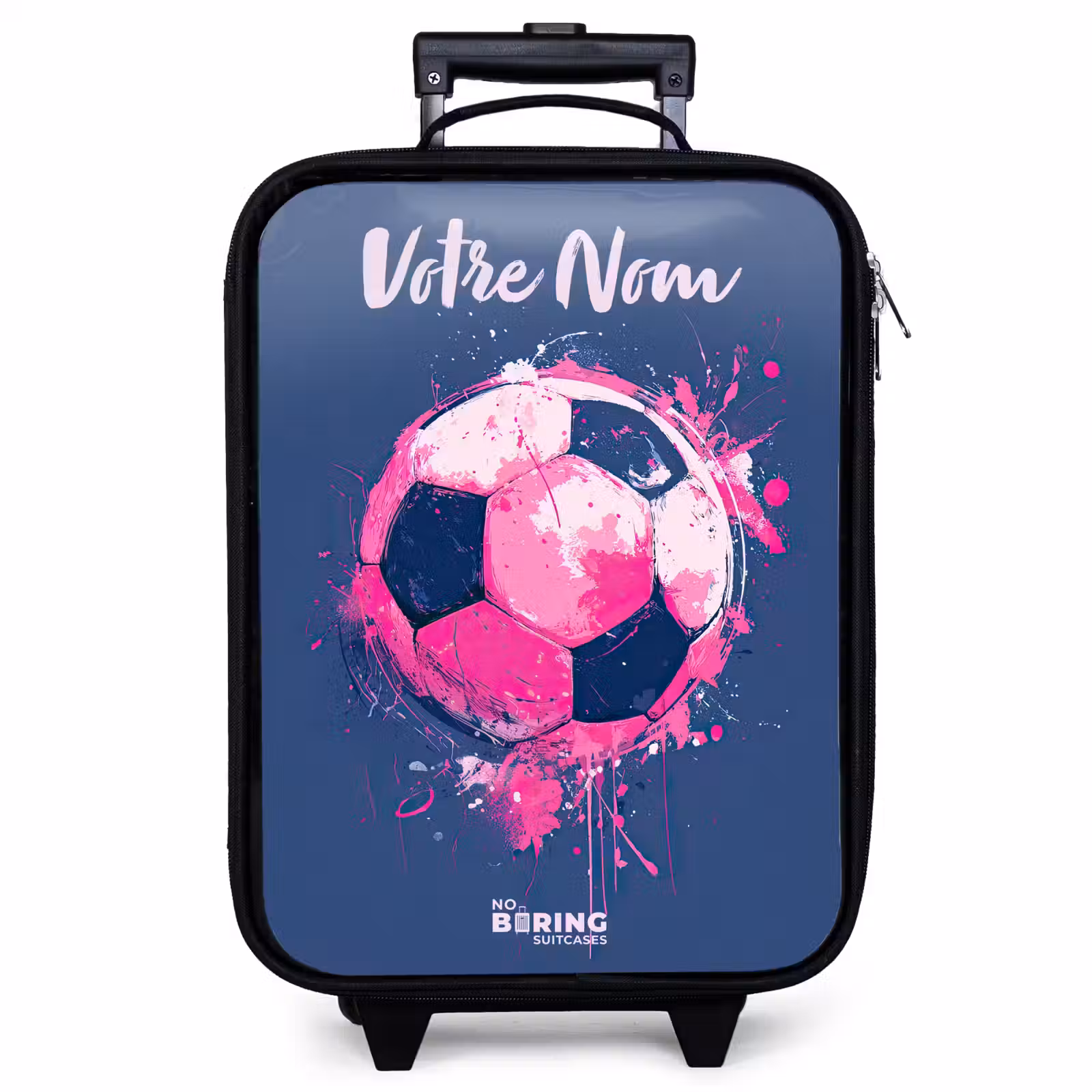 Valise enfant avec nom - Football vibes - Peinture - Rose - Bleu — 1