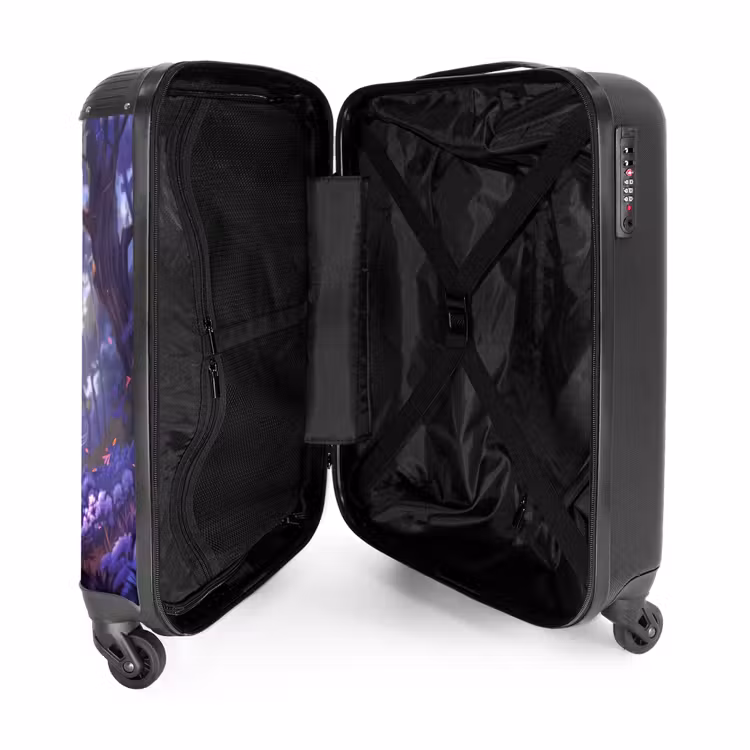 Valise - Portrait d'une licorne parmi des fleurs violettes — 4
