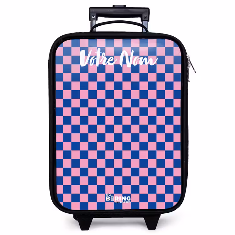 Valise enfant avec nom - Blocs - Bleu - Rose — 1