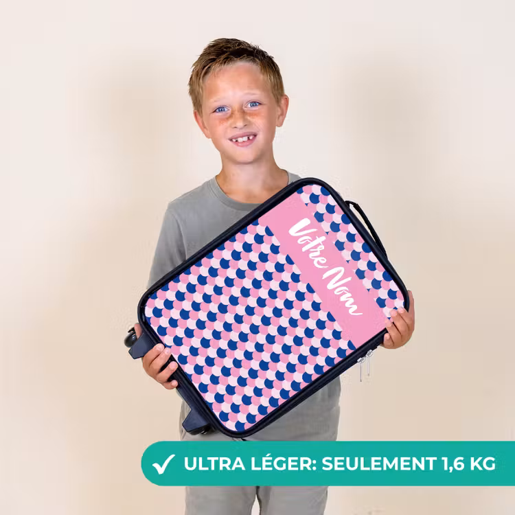 Valise enfant avec nom - Écailles - Motif - Bleu - Rose — 2