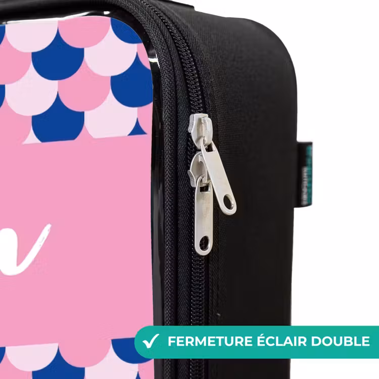 Valise enfant avec nom - Écailles - Motif - Bleu - Rose — 6