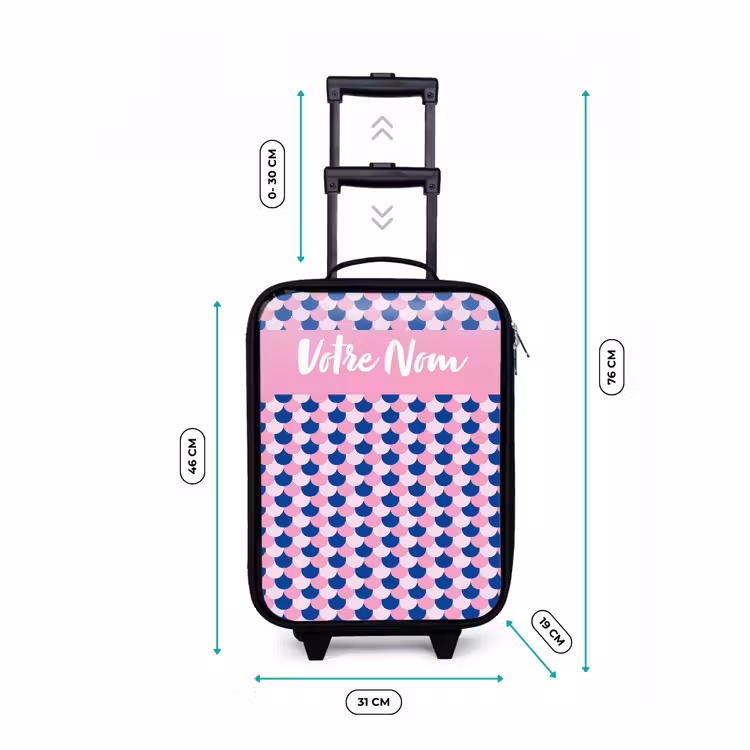 Valise enfant avec nom - Écailles - Motif - Bleu - Rose — 7